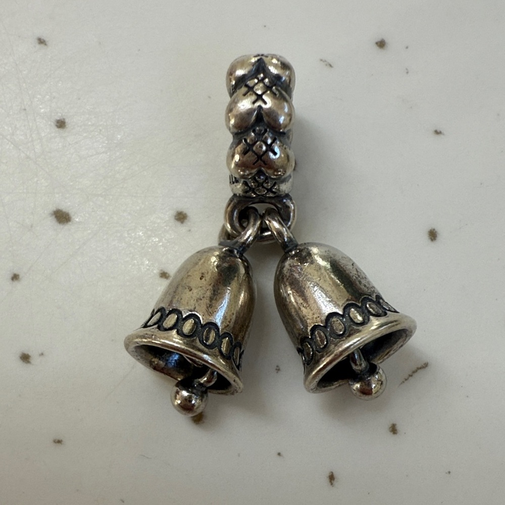 Pandora Retired Wedding Bells Dangle Silver Charm